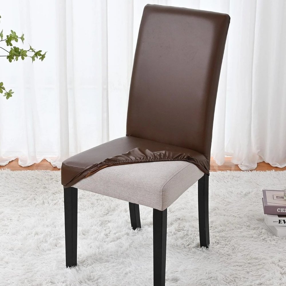 1pc Basic Waterproof Stretchy Chair Slipcover Protector with Fastening Strap